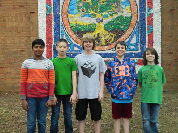 Pictured above are Lounsberry Hollow Math League participants: Arnav Tayal, Vincent Cimaglia, Kyle Hayes, Jonah Kotkin and Jonah Moore.These Lounsberry youngsters were the top five scorers for the League Contest.