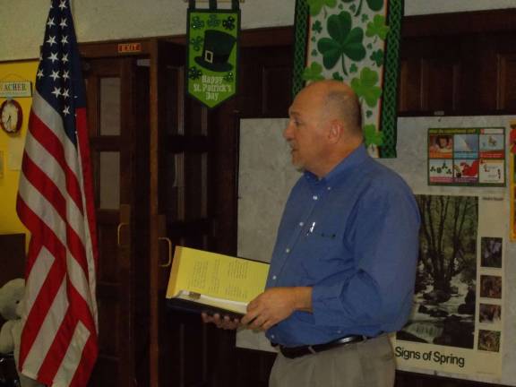 Photo by Vera Olinski Wantage Township Committeeman Ronald Bassani talks to Boy Scouts.