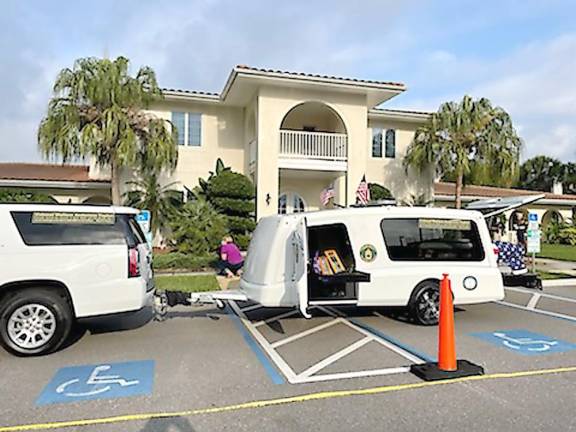 Colonel Taylor’s casket at the start of his journey from Jennings Funeral Home in Sarasota, Florida (Photo provided)