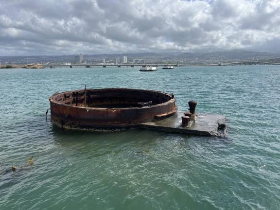 The main battery gun turret mount on the USS Arizona at Pearl Harbor. (Photo by Bill Truran)