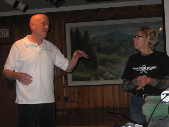 Mark and Nancy Wolfe discuss the necessity of Supplies for Soldiers with their Highland Lakes audience.