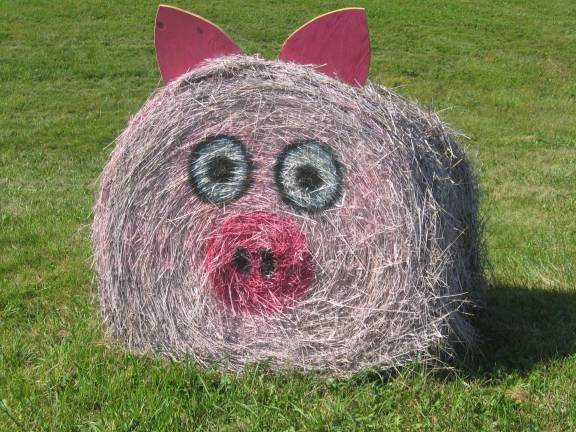 Some artistic talent at the farm with a hay roll porker.