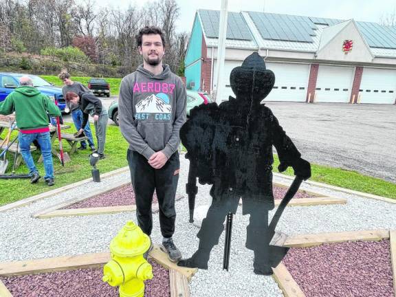 Dane Walker remodeled the area by the flagpole at Vernon Township Fire Department Company #1 for his Eagle Scout project. (Photos provided)