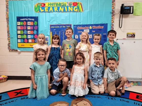 Preschool’s last graduation The pre-kindergarten class of 2025. In front row, from left, are Ava Pereira, 5; Luca Madsen, 4; Lily Bracco, 4; Noah Ziegert, 4; and Sam Ibaceta, 5. In back row, from left, are Harley Jodexnis, 5; Amelia Arnone, 4; Hunter Rios, 5; Charlotte Cady, 5; Hanna Arabowski, 5; and Henry Balogh, 4.