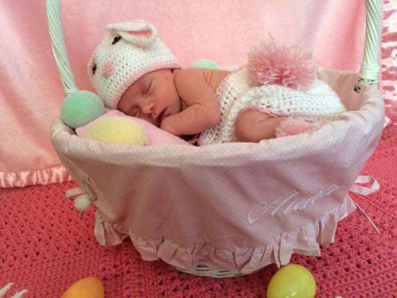 Photo, Lindsay Dischley of Sparta &quot;Anna Marie Dischley is just over week old. This is her first Easter.&quot;