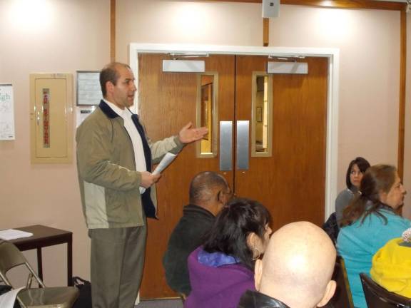 Photo by Vera Olinski Wantage resident Joe Tallerico speaks during a recent Wantage Township Committee meeting.