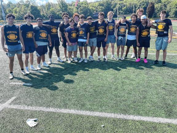Football preview: New coach sees new heights for Vikings <b>Seniors playing on the Vernon Township High School football team this fall. (Photo provided)</b>