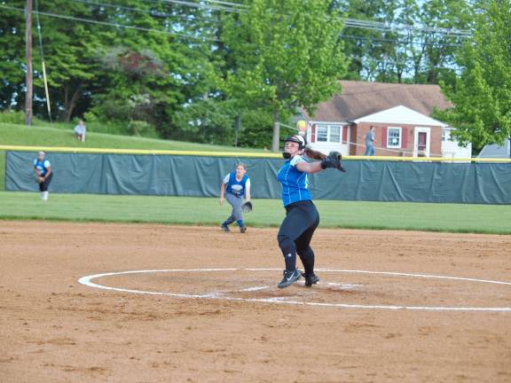 Pitcher Gabriella Ciasullo was named the most valuable player for the Blue team. She threw seven innings producing four strikeouts and two runs surrendered on eight hits and two walks. Ciasullo attends Wallkill Valley Regional High School in Hardyston,