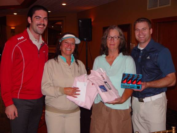 6th Crystal Cup Women&#xfe;&#xc4;&#xf4;s Division Winners, Mary Lou Nicoletti and Joan Huffine with Event Coordinator Eric Wefer and GM Dan Hintzen.