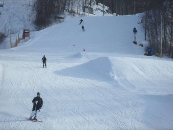 Skiers hit the slopes at Mountain Creek in Vernon earlier this winter. Photo by Nathan Mayberg