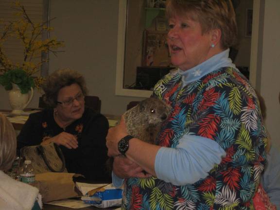 Zoo Momma visits with baby animals PHOTOS BY JANET REDYKE Zoo Momma Lori Space Day of Space Farms speaks about a baby woodchuck.