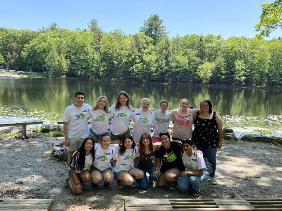 High Point Regional High School students who attended the ‘Just Me’ Youth Leadership Summit are front row, from left, Stephanie Gianuzzi, Lauren Reese, Eliona Gerbeshi, Paige Hunsicker, Lindsay Orellana and Mileny Jiatz and top row, from left, Joel Morales, Emma Whitesell, Leah Reinstein, June Boyle, Rebecca Fetherman, Kayleigh Hansen and Emily Smith.