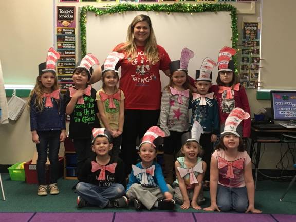 Miss Cieloch's class at the Clifton E. Lawrence School celebrate Dr. Seuss Week and Cat in the Hat.