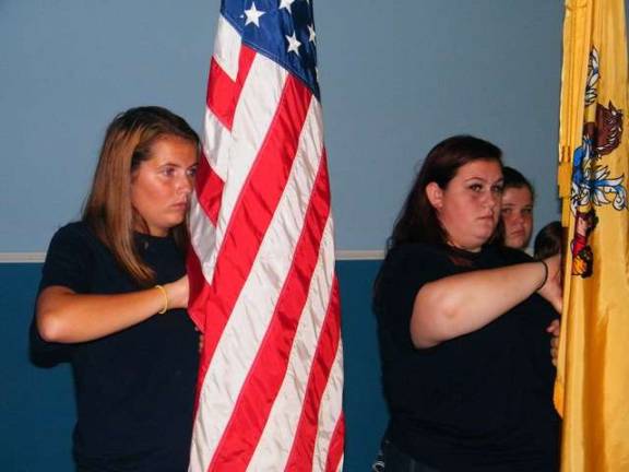 Sussex Elks remember 9/11 Photos by Viktoria-Leigh Wagner Flag-bearers Catherine Jollie, 17 (an Antler going on two years), and Gaylyn Thatcher, 17 (an Antler since 2009).