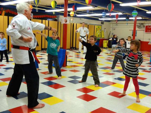 Vernon Valley Karate hosts youth clinic Sensei Tom Shull and children from Hamburg Recreation