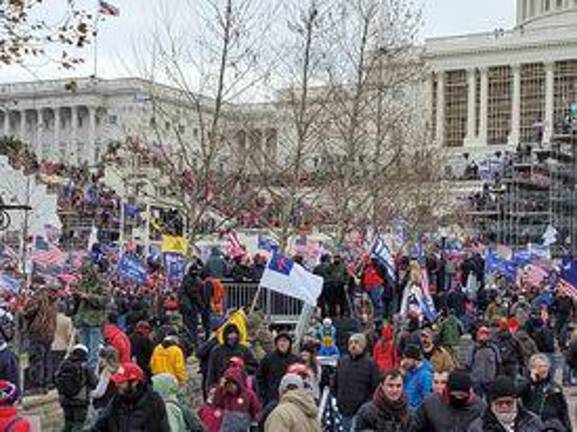 Lisa Plumley and her boyfriend joined a bus caravan of Bikers for Trump for the Jan. 6 trip to D.C, where they saw no violence themselves. Everyone they talked to agreed that the mob that broke into the Capitol was in the wrong. (Photo by Lisa Plumley)