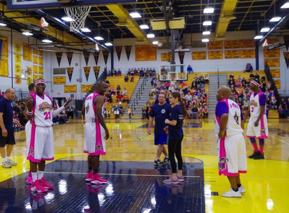 The Harlem Wizards are shown during their nearly nonstop hilarious antics during the game.