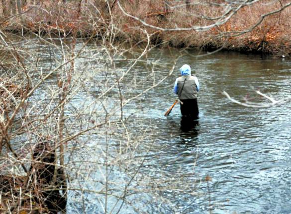 Photo by Nick Ortiz Jeff Carver of Vernon is trout fishing at the Wallkill River on the opening day of trout season on Saturday, April 5.