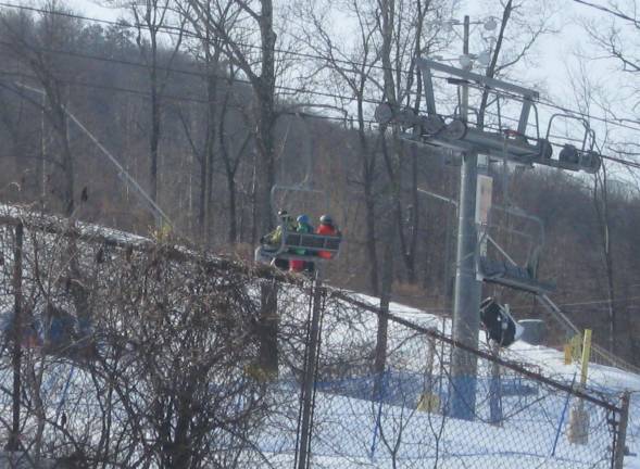 Ski lifts were full and busy all day.