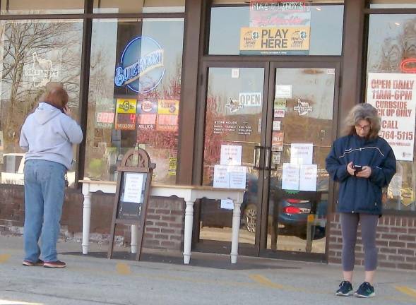 Coronavirus cases continue to climb in Sussex County Customers distance themselves from one another as they wait outside Mac and Lindy's in the Acme Plaza in Vernon for their orders. Patrons are not allowed in stores for safety reasons.