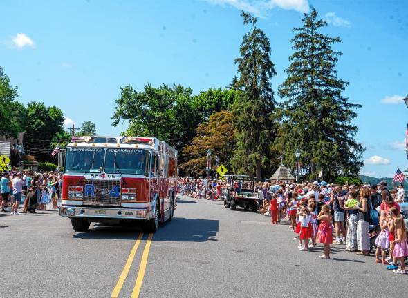 Sparta. Fourth of July events A Sparta firetruck passes by.