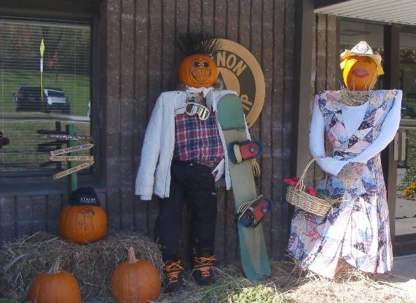 Also featured at the Municipal Building are scarecrow snowboarder and scarecrow gardener.