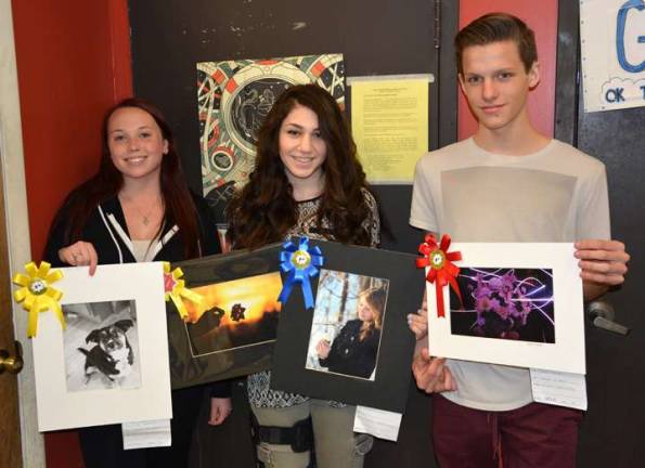 Vernon Township High School photo students regularly enter their photography in the annual Earthfest contest at Heaven Hill Farms. Photo winners were, from left, Claire Schlesinger, Danielle Zinno, and Blake Dolak.