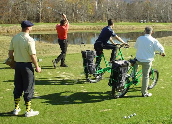 Ballyowen 3peats as Crystal Springs employee champions The golf bicycle relay is contested by the team of Mike Bartone, Jim Heron, Steve Gauli and Ricky Hemberger