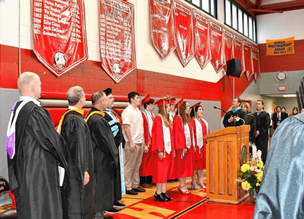 Photos: High Point Regional High School graduation Senior members of the Chamber Singers sing the National Anthem at the High Point Regional High School graduation Wednesday, June 18. (Photos by Maria Kovic)