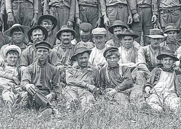 Laborers work on the railroad near Franklin about 1905. (Photo provided by Bill Truran)