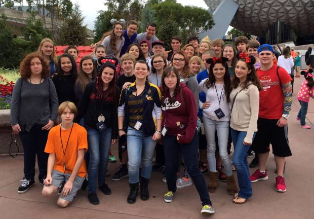 Members of the Vernon Township High School choir are shown at Epcot Center.