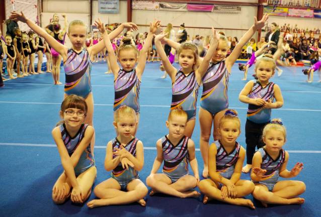 Westys gymnasts from the left in the back row is Hannah Potzer, Broghan Lynch, Addison Peters, Arabella Rivera and Cooper Cotto. Front row from the left are Natalie Wynn, Maddy Guidemi, Rilee Cornelius, Brielle Cotto and Ryleigh Dayon.