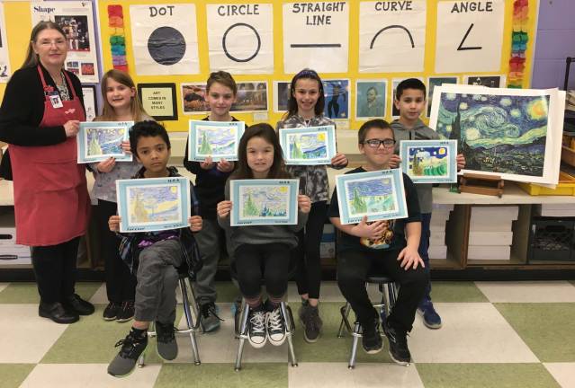 McAfee post office hangs student art Pictured, left to right: Mrs. Joanne Portner, Lindsey Vogel, Marcus DeBarbieri, Michael Bello, Tessa Pelak, Reyna Monego, Joseph Cordeiro, and Trystan Galush