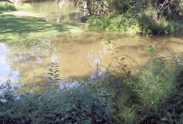 Front lawns turned into lakes on Lazier Lane and Highland Lakes Road on Thursday, Sept. 2 (Photo by Janet Redyke)