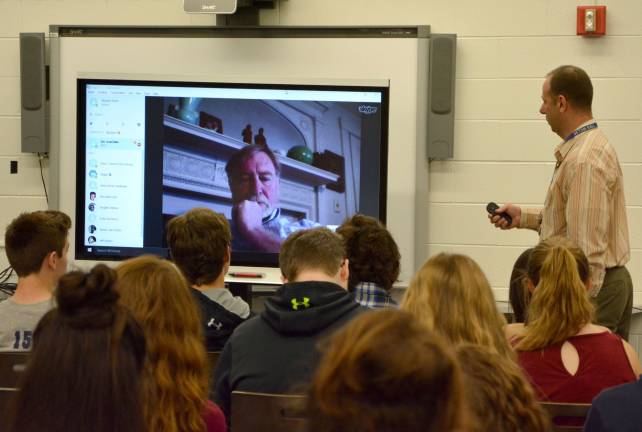 Salem historian Skypes with VTHS class