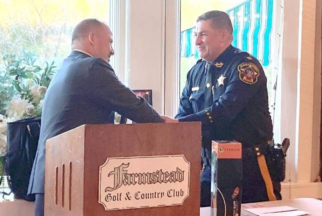 Crimestoppers tip results in big drug bust Sheriff Strada congratulates and thanks Capt. Beller for 25 years of service.