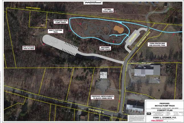 Concept plan of the proposed bicycle pump track made by township engineer Corey Stoner, who recommended giving the bid award to Spohn Ranch.