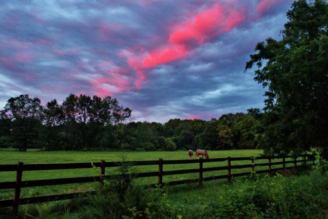 This photograph of the DeKay Farm at dusk by local photographer Stephen Vecchiotti is one of many works of art that will be auctioned at the Nov. 5 Beefsteak Dinner by the Vernon Township Historical Society.
