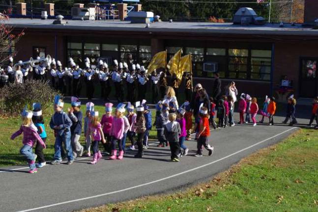 Students parade outside of Walnut Ridge Primary School.