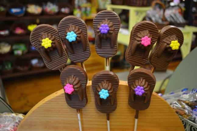 Flip flop shaped chocolates.