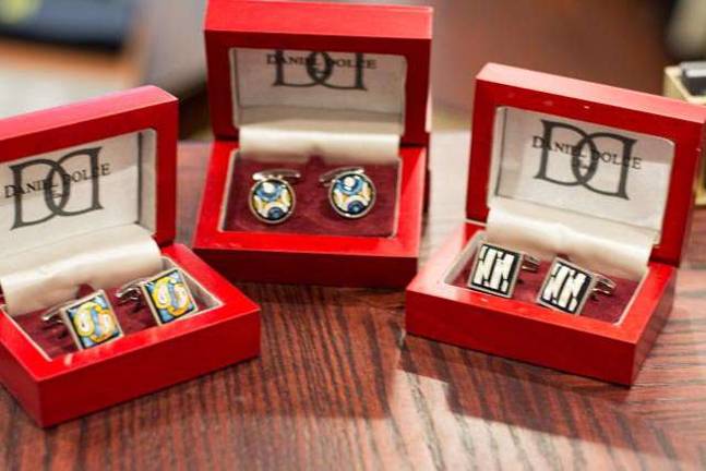 Valentine's Day is not just for the ladies Onore, in Sparta, features hand blown glass cuff links.