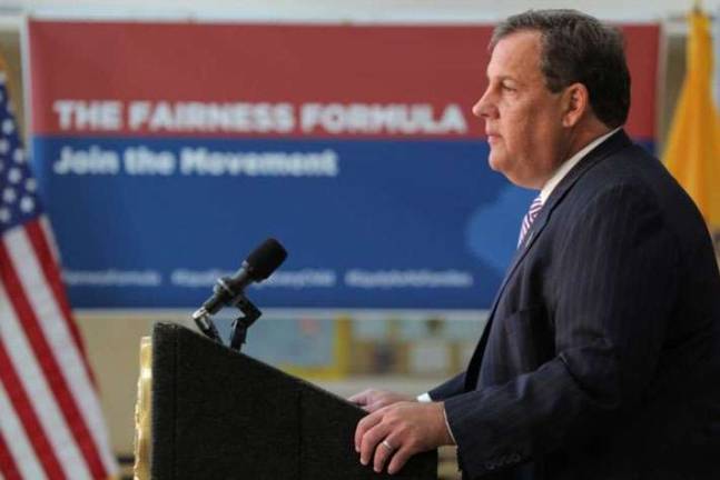 New school funding plan could mean property tax relief for Sussex County Photo provided by nj.gov Gov. Chris Christie introduces his Fairness Formula plan at Hillborough High School in Somerset County, which he says will increase state funding to 75 percent of school districts, resulting in property taxes cuts for many residents.