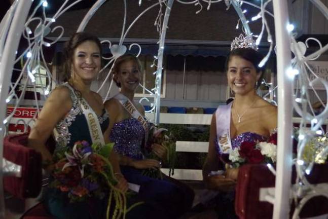 From left, Miss Green Michele Ann Lawrey, Miss Wantage Courtney de Waal Malefyt and Queen of the Fair Annelise Michelle Malgieri are shown on Saturday after Malgieri was crowned queen of the fair at the New Jersey State Fair in Augusta, New Jersey.