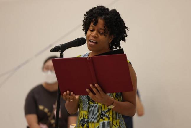 2023 Poet-in-Residence Ama Codjoe, during The Poetic Line event at the Solomon R. Guggenheim Museum, New York.