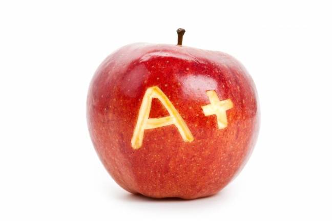 Glen Meadow Middle School Honor Roll Red apple and A Plus sign Concept of learning