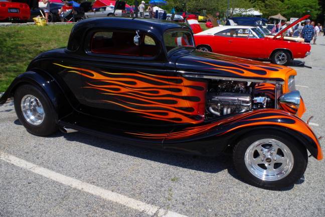 Fire decals bring attention to this classic.