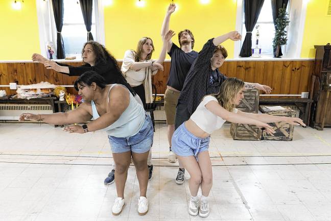 ‘Ride the Cyclone’ onstage in Stockholm <b>In front row are Maria Varela and Sabrina Smith. In middle row are Levi Kaplan Skolnik and Quinton Sheneman. In back row are Ella Simmons and Dominic Chiocchi. (Photos provided)</b>