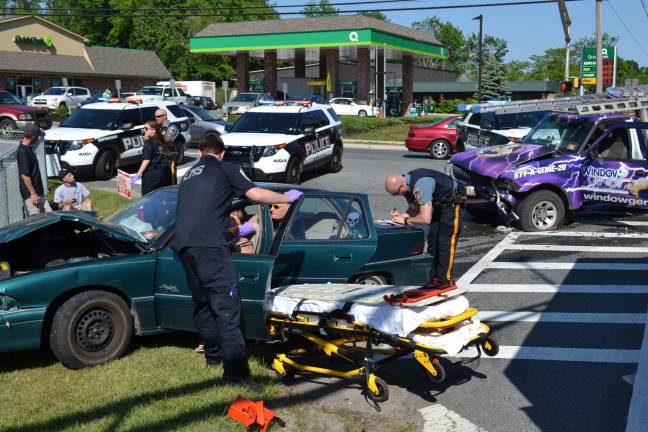 The scene from a three-vehicle accident Friday morning. photo from the sparta police department