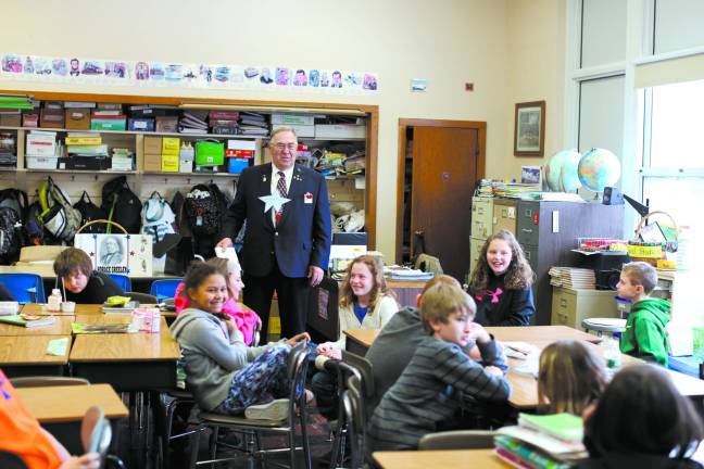Terpstra lives life of service Photo by Gale Miko Commander Herman Terpstra talks to a class at Wantage Elementary School in March.