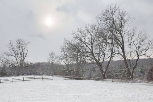 Weekend snow predicted The sun starts to poke through the clouds at Jorgensens flats on County Rt1 in Warwick, N.Y., on the afternoon of Sunday, Dec. 8. (Photo by Robert Breese)